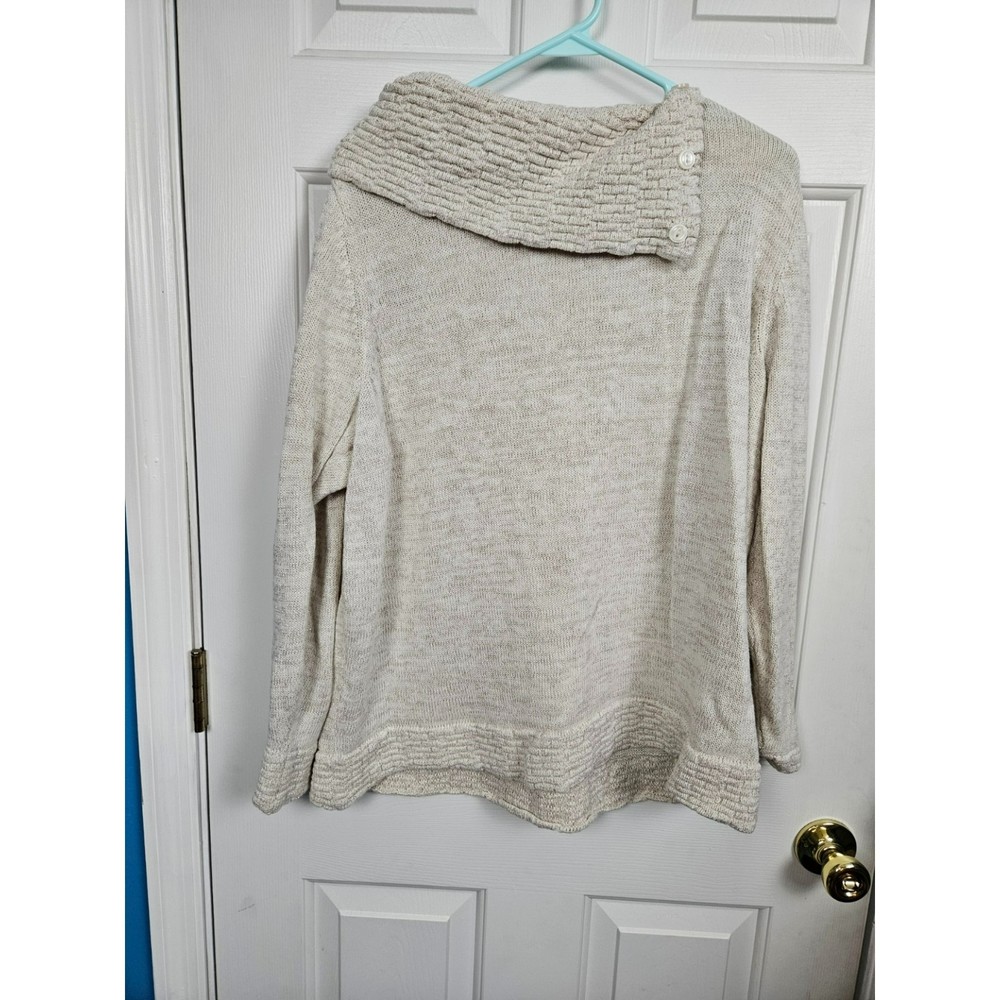 C.J. Banks Size 2X Cream and Gold Turtleneck Sweater